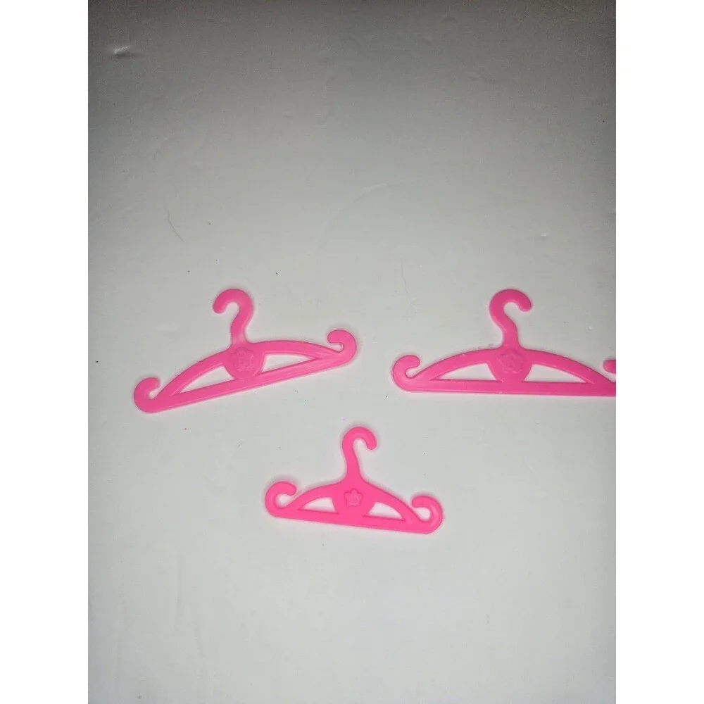 Lot of 3 Barbie Hangers Hot Pink Doll Clothes